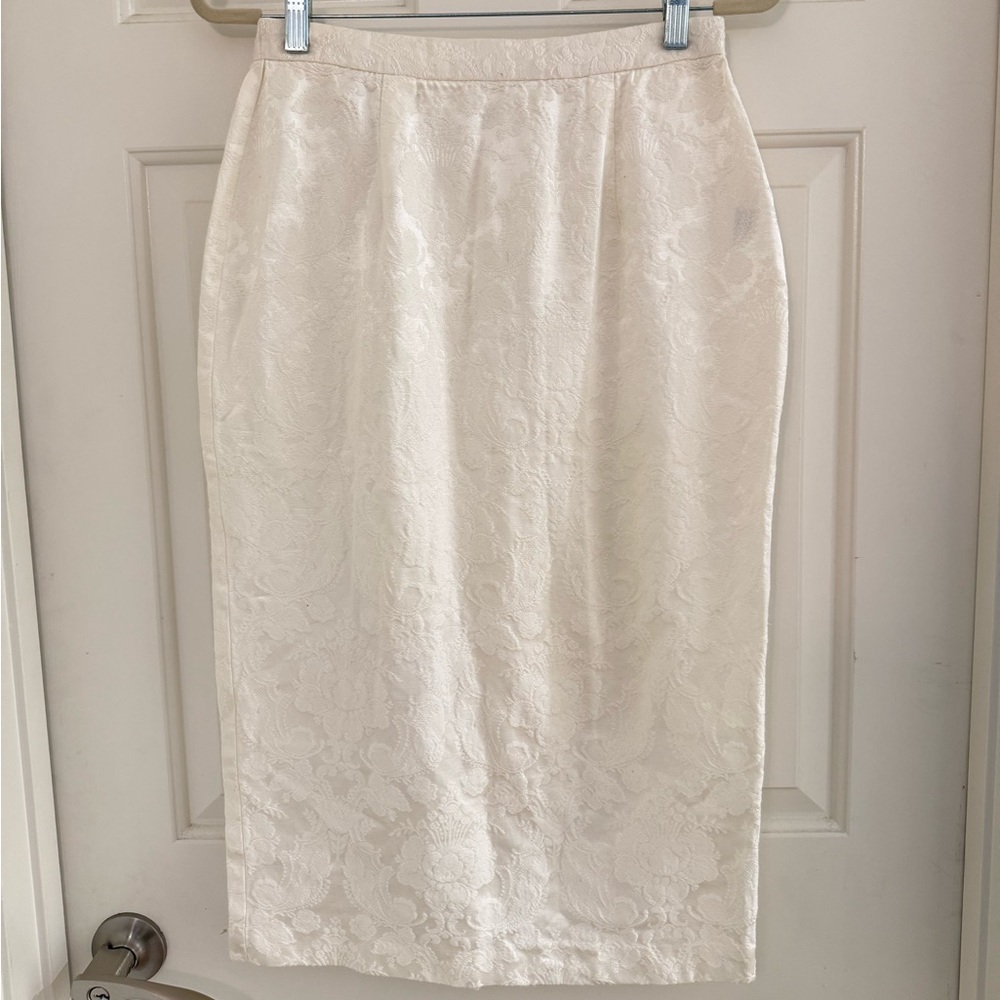 Jessica McClintock  off white floral embossed motif Pencil Skirt wedding